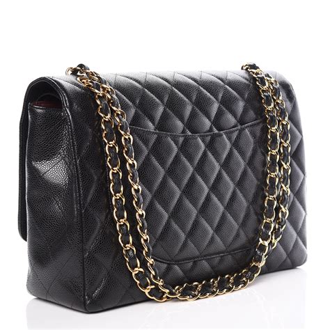 chanel caviar maxi double flap black|CHANEL Caviar Quilted Jumbo Double Flap Black.